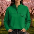 thumbnail image 5 of DailyTrove Women Solid Color Loose Pullover Sweatshirt, Mock Neck Long Sleeve Button Detail Pocket Casual Tops, 5 of 6
