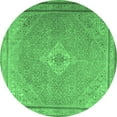 thumbnail image 1 of Ahgly Company Indoor Round Persian Emerald Green Traditional Area Rugs, 3' Round, 1 of 4
