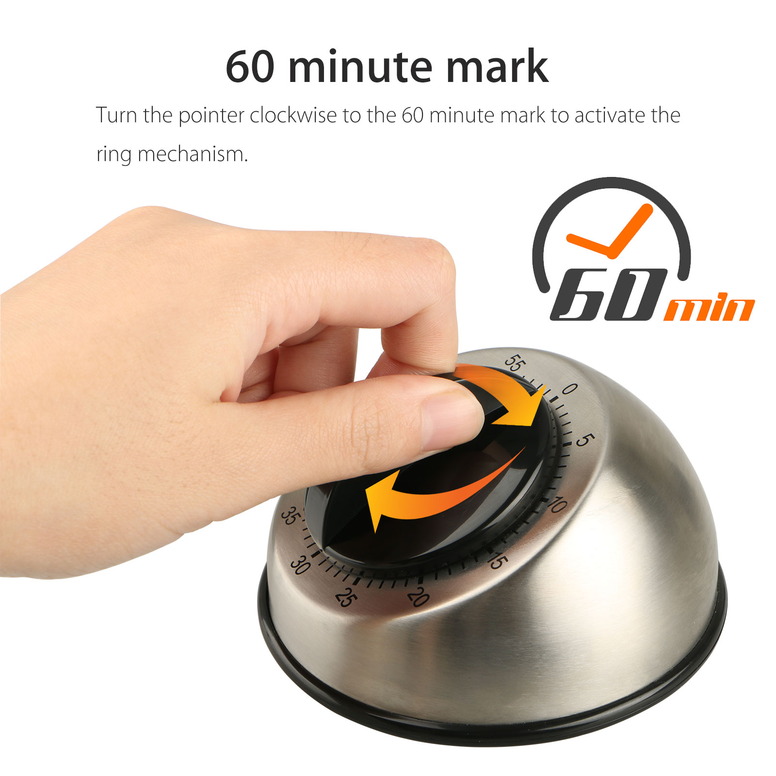 NEW Stainless Steel Kitchen Cooking Timer 60MINUTE Long Ring Bell