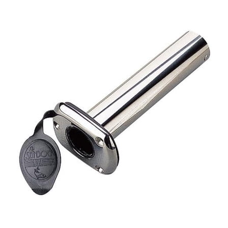 Stainless Steel Flush Mount Rod Holder with Cap - 90 deg