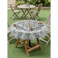 thumbnail image 4 of Outdoor Tablecloths with Umbrella Hole & Zipper, Green Purple Boho Round Tablecloths 60 Inch, Vintage Abstract Art Floral Ethnic Tribe Waterproof Table Cloth, Patio/Pool/Picnic Table Covers, 4 of 8