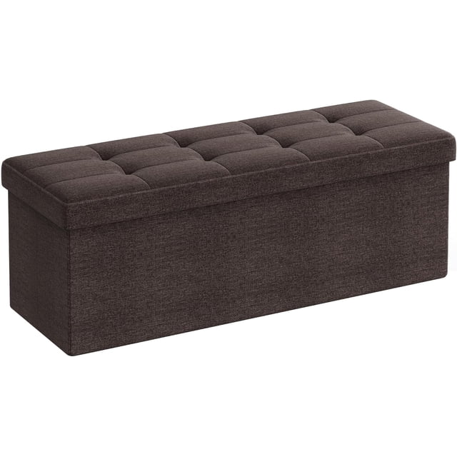 SONGMICS Banco de Almacenamiento, Baúl, Caja de Almacenamiento, Plegable, Carga de 300 kg, 120 L, 110 x 38 x 38 cm, Gris Oscuro MLSF77K