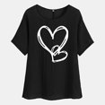 thumbnail image 4 of BiZtdJrK Womens Summer Beach Tops Dressy Casual Cotton Linen Short Sleeve T Shirts Loose Fit Round Neck Blouses 2025 Fashion Heart Graphic Tees Black XXL, 4 of 7