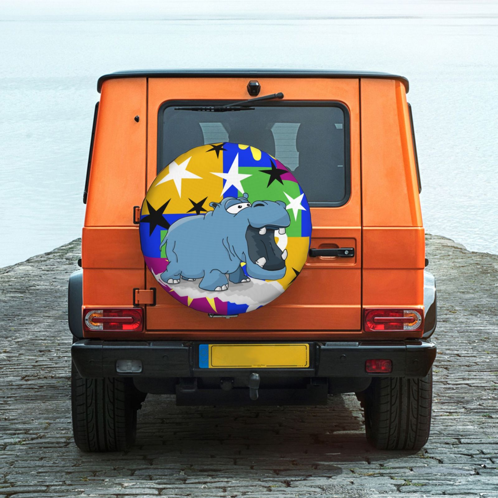 Waterproof Spare Wheel Cover, Cartoon Hippopotamus Pattern Adjustable Wheel  Cover For Jeep Trailer RV SUV Car, 16 inch