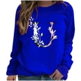 thumbnail image 3 of Pompotops Hiver Femmes Décontracté Manches Longues Hauts Dames Imprimé Chandail en Molleton Blouse Tee Chandail Liquidation, 3 of 4