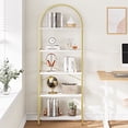 thumbnail image 2 of Modern Arched Bookshelf – 5-Tier Tall Standing Open Bookcase – Metal Frame, Wood Display Rack – Large Storage Shelf – Perfect for Bedroom, Living Room – Contemporary Book Storage Furniture, 2 of 8