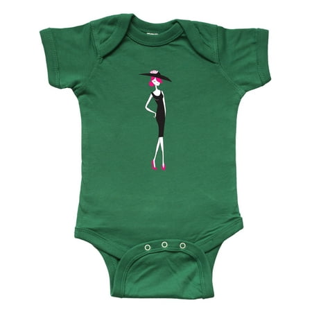 

Inktastic French Girl Fashion Girl Pink Hair Black Dress Gift Baby Girl Bodysuit