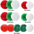 thumbnail image 3 of Red-Green White Party-Decorations Christmas Flowers Lanterns - 15PCS Italian Mexican Independence Day Paper Tissue Pom Poms Streamers,Mexico Italy Birthday Baby Shower Wedding Hanging Decor, 3 of 14