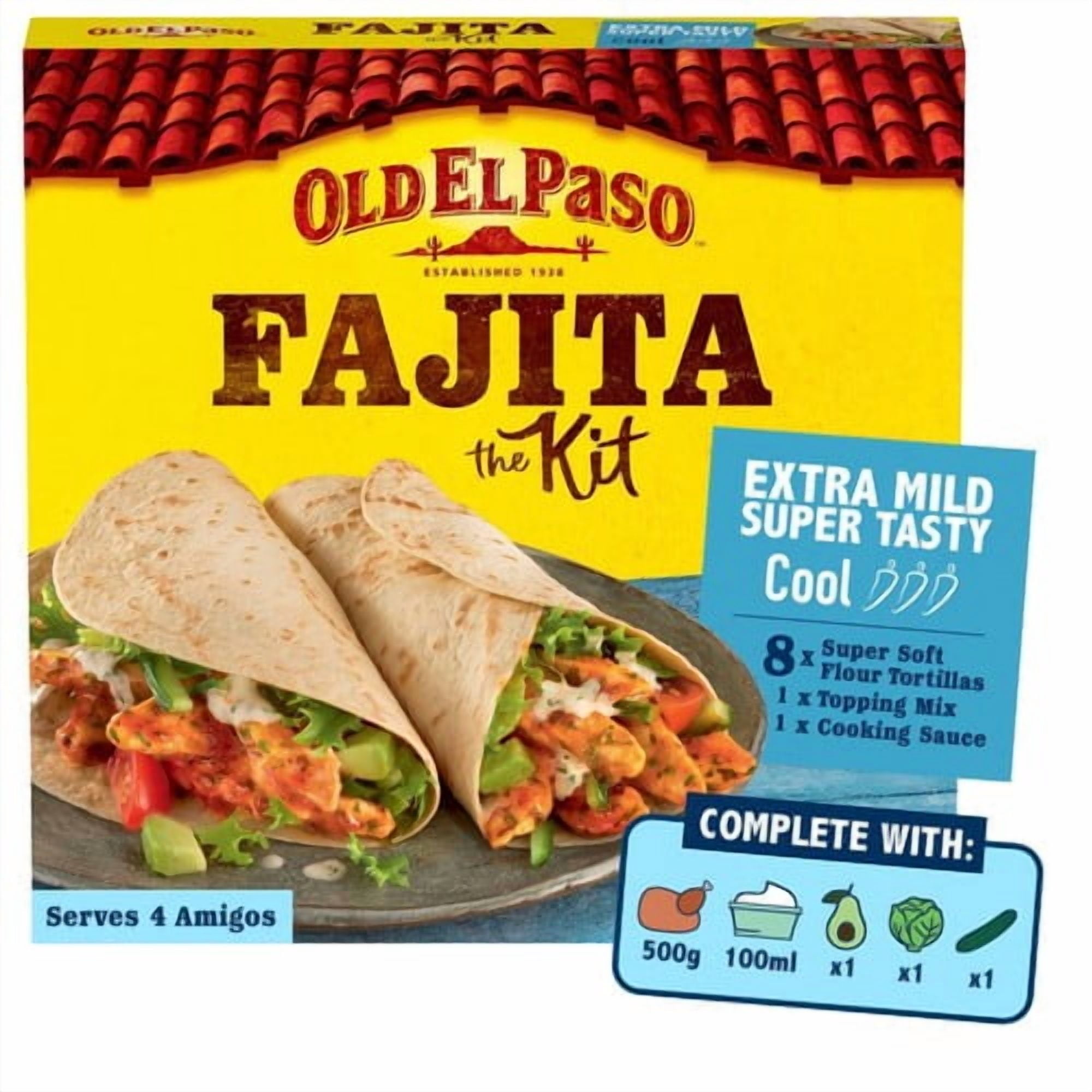 Old El Paso Mexican Extra Mild Super Tasty Fajita Kit 476g, British Import (Pack of 2)