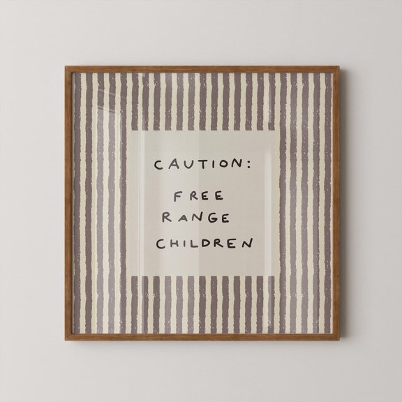 Free Range Children Parenting Sign Family Wall Art Neutral Home Decor Square