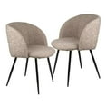 thumbnail image 3 of 2 PCS Accent Chairs, Modern Teddy Faux Fur Dining Chairs, Upholstered Kitchen Chair, Mid Century Dinner Chair with Sturdy Legs, Side Chair Single Sofa Chair, for Kitchen Vanity Bedroom, Light Brown, 3 of 7