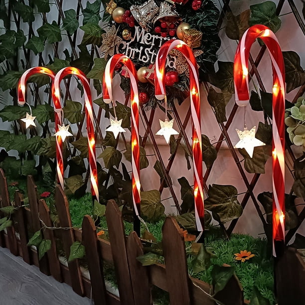 Bastón de caramelo con Control remoto Solar, luz de un arrastre, ocho arrastre, doce, decoración navideña para exteriores, luz de estrella para césped