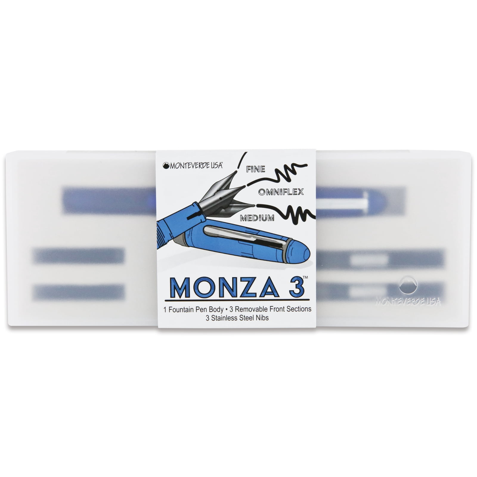 Monteverde Monza 3 Set Crystal Clear Fountain Pen, Blue