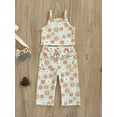 thumbnail image 2 of Bagilaanoe Toddler Little Girl Ribbed Floral Clothes Crop Top Sleeveless T-Shirt Tops Long Pants 1T 2T 3T 4T 5T 6T Cute Summer Clothing Sets, 2 of 7