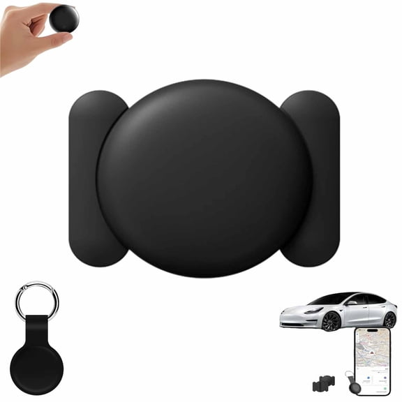 Mini GPS Tracker For Vehicles, Hidden GPS Car Tracking Device With Magnetic Waterproof Case, Keychain Accessory & Lanyard, Running In Apple FIND My, No Extra Monthly Fee (Black)