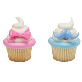 Baseball or Bows Baby Shower Gender Reveal Cupcake Toppers Set of 24
