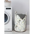 thumbnail image 3 of Forest Laundry Bag, Floral Branches Plants Leaf Herbs Wild Blooms Owl Motifs Childish Pastel, Basket with Handles Drawstring Closure for Laundromats, 13" x 19", Rose Lime Green Grey, by Ambesonne, 3 of 4