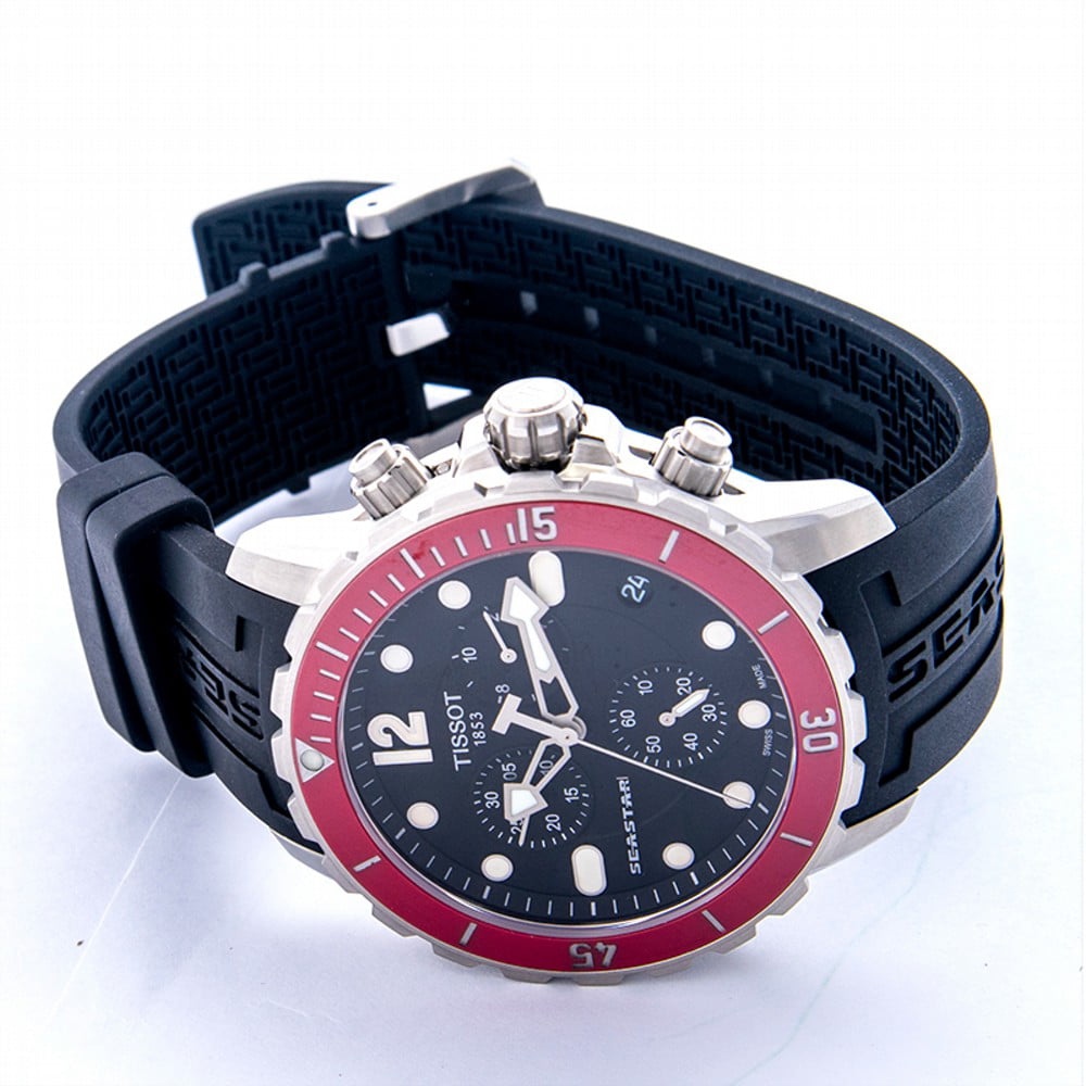 Tissot Men's 45mm Black Rubber Band Steel Case Anti Reflective Sapphire  Quartz Analog Watch T0664171705701