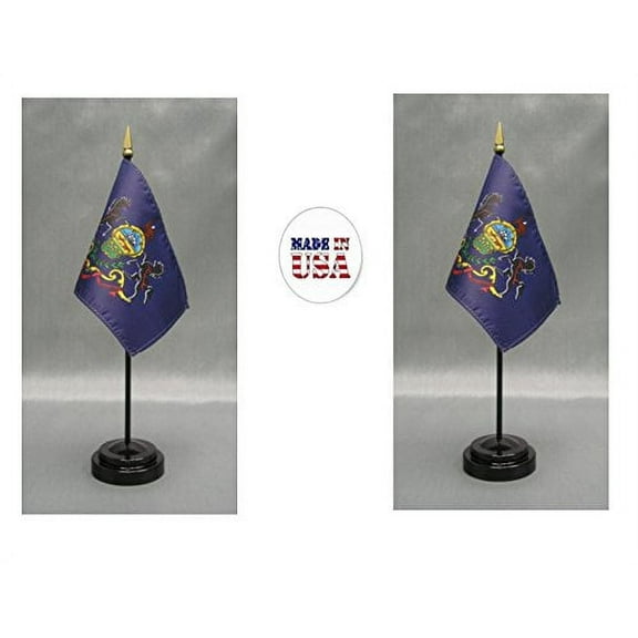 Made in the USA. 2 Pennsylvania 4"x6" Miniature Desk & Table Flags Includes 2 Flag Stands & 2 Pennsylvania State Small Mini Stick Flags