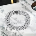 thumbnail image 3 of JeenMata Men's Iced Out Prong Flat Curb Chain Bracelet - Chunky Jewelry, 3 of 6