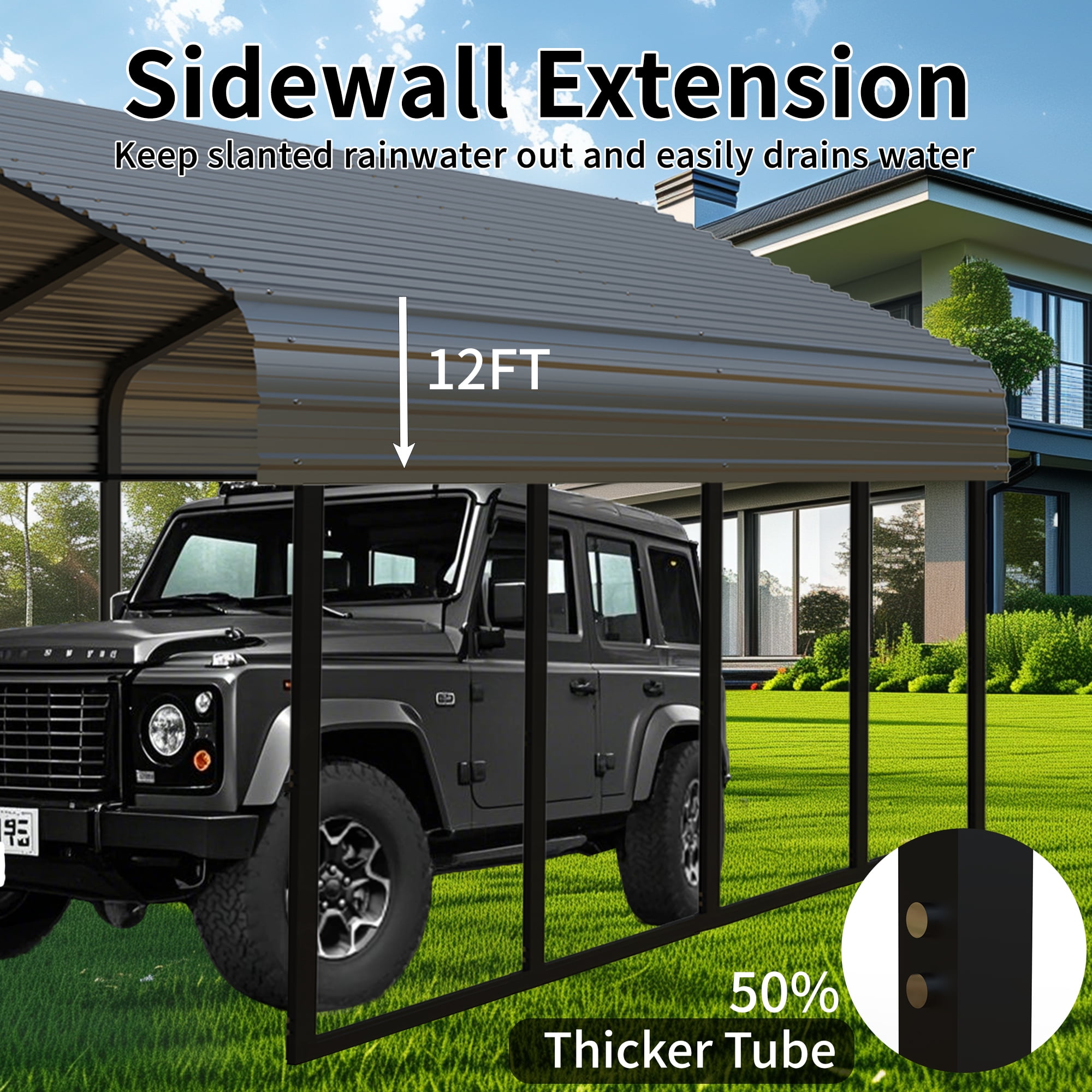 10x20 ft Heavy-Duty Carport Canopy Kit, Galvanized Steel Portable Garage for RV, Truck, Boat & 1 Cars, All-Weather Shelter, Easy Assembly