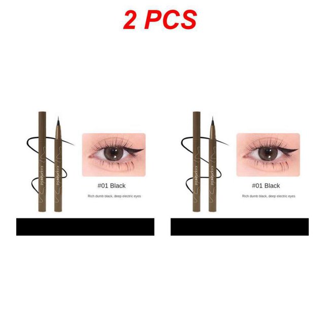 Delineador de Ojos de secado rápido, maquillaje líquido antiagua y antisudor, 1/2 piezas, negro, 0,6 ml (Style A 2pcs