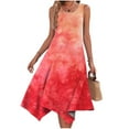thumbnail image 2 of Women's Summer Sleeveless Maxi Dress Loose Fit Scoop Neck Floral Beach Holiday Long Dresses Casual Trendy Irregular Hem Sundress Comfy Stretchy Bohemian Printed Tunic Dresses, 2 of 5