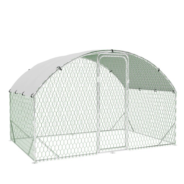 Large Metal Chicken Coop, Dome Chicken Coop with Upgraded Tri-Support Frame, Chicken Run with Waterproof Anti-UV Cover, Outdoor Large Coop for Ducks and Rabbits