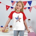 thumbnail image 4 of XADYUY Girls 4th Of July T-Shirts 14-16 American Flag Stars Graphic Patriotic Shirts Raglan Sleeve Crewneck Shirts Funny Independent Day Shirts 7-8 Years,Blue, 4 of 5
