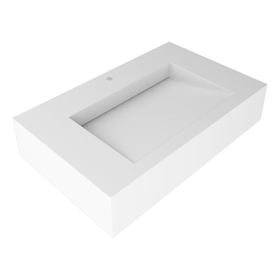 Pyramid 30" Solid Surface Manmade Stone Bathroom Sink in White