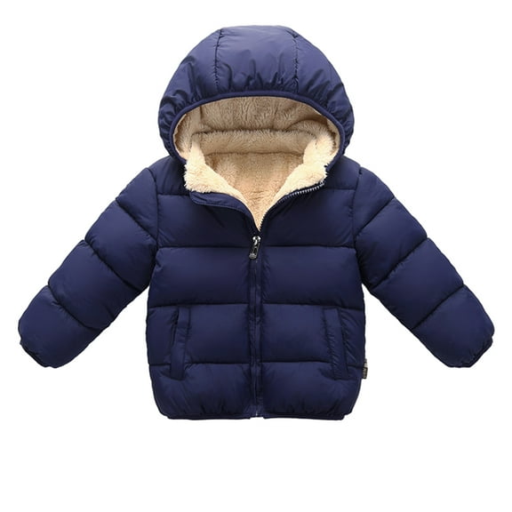 Chenyin Boys Girls Winter Cotton Coat for Baby Toddler Hooded Fleece Jackets 1-7 Year Kids Solid Color Zipper down Outerwear Padded Warm Snowsuit