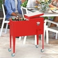 thumbnail image 2 of FDW 80 Quart Outdoor Cooler Cart Rolling Ice Cooler Ice Chest with Wheels Side Handles Bottle Opener Cap Catcher Portable Drink Cooler for Parties Poolside Patio BBQ Beach, Red, 2 of 8