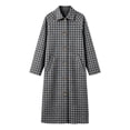 thumbnail image 6 of Women's Plaid Long Trench Jacket Lapel Collar Single Breasted Wool Blend Fall Winter Mid Length Pea Coat with Pockets (2XL, Gray), 6 of 6