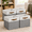 Gray Base / Off-White-(12x12) Leather Handles, variant on 12x12 Cube Storb Set Of 4 - Fabric Cubes