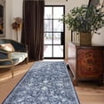 thumbnail image 4 of iOhouze Hallway Runners 2.6x8 Washable Rug Runner Kitchen Runners Vintage Thin Floral Rugs Non-Slip Low Pile Print Runners for Hallways Laundry Room Kitchen, Blue/Navy/White, 4 of 7