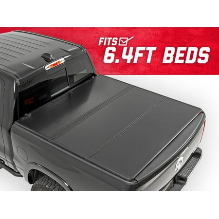 Hard Shell Bed Cover For Trucks Rough Country Hard Tri-Fold (fits) 2009-2018 RAM Truck 6.4 FT Bed Truck Tonneau Cover 45309650 Hard Folding ()