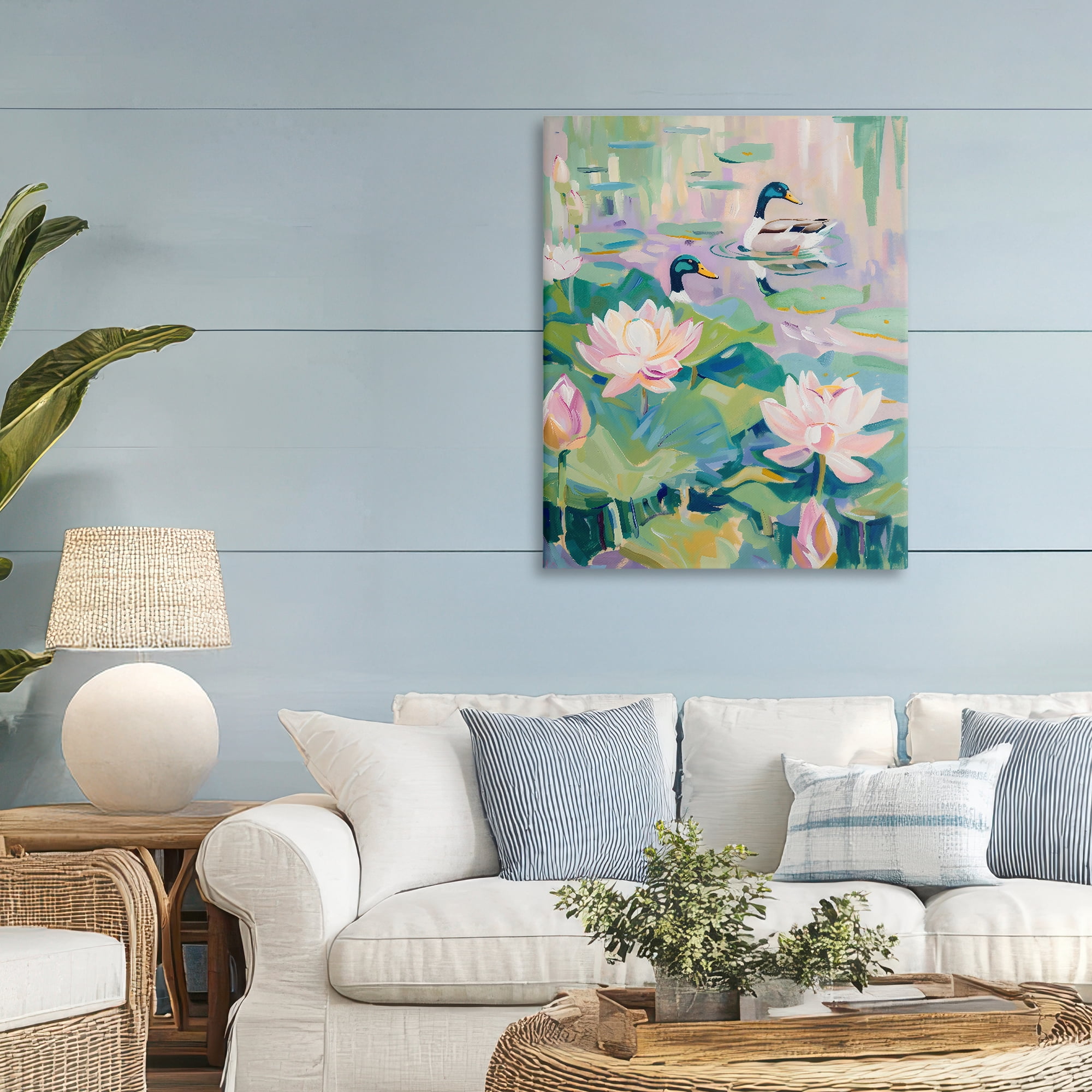 Stupell Industries Duck Pond with Lotus Flowers Canvas Wall Art, design by The Prints Vibe