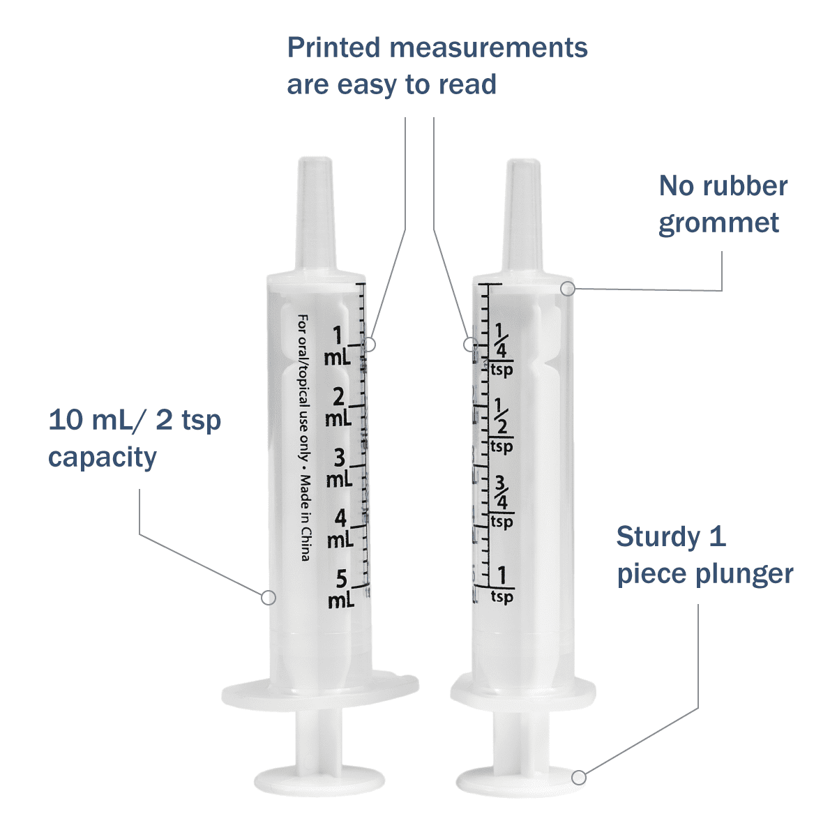 Ezy Dose Oral Syringe and Plastic Dispenser, for Liquid Medicine, 5 ml/2 tsp (50 Count)