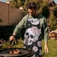 thumbnail image 4 of Black Skull Rose Butterfly Pattern Apron-Garden Aprons for Women with Pockets-Cotton Linen Waterproof Kitchen Cooking Gardening Aprons Adjustable for Kitchen,Cooking,BBQ and Salon 33x27 Inch, 4 of 7