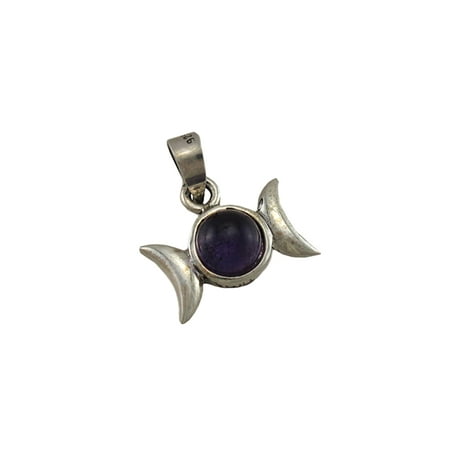 Triple Moon Goddess Pendant w/ Purple Cabochon Stone