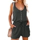 thumbnail image 1 of Mameluco sin mangas de verano para mujer, mono informal con cuello redondo y botones en la cintura, camiseta sin mangas con bolsillo, 1 of 6