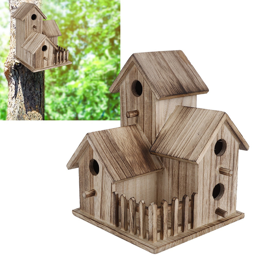 Wooden Birdhouse Small Outdoor Garden Birds Nesting Box Bird House Pets Supplies 