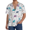 thumbnail image 7 of Lsque cute winter Gnome print Men's Cuban Collar Short Sleeve Shirt Summer Beachwear Casual Button Down Fashionable Vacation Leisure Shirt-X-Large, 7 of 7