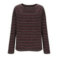 thumbnail image 4 of Maplenight Long Sleeve Shirts for Women Casual Striped Pullover Color Block Crew Neck Tunic Tops, 4 of 8