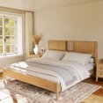 thumbnail image 2 of DodreHome King Solid Wood Platform Bed with Headboard, Bed Frame with 12 Strong Wood Slat Support, Sturdy Bed Legs, No Box Spring Needed, Ebony, 2 of 7