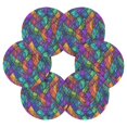 thumbnail image 7 of Yayeee 6 PCS Drink Coasters with Holder Set Woven Absorbent Round Tabletop Hot Pad, Vibrant Stained Glass Pattern, 7 of 7
