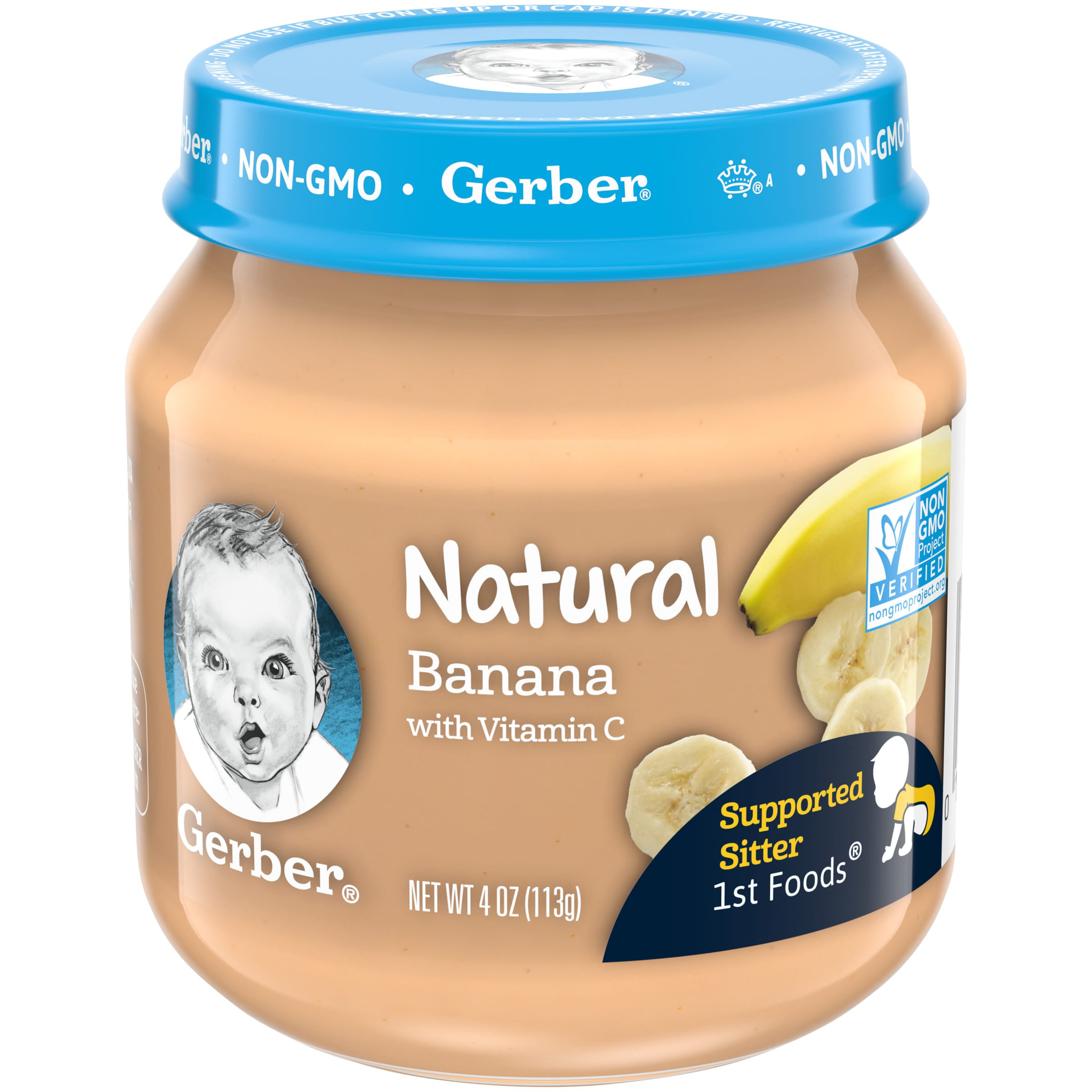 Gerber, Stage 1, Natural Banana Baby Food, 4 oz Jar - Walmart.com