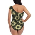 thumbnail image 6 of Yiaed Sunflowers Print Women One Piece Swimsuits Tummy Control One Shoulder Bathing Suits Pattern Ruffle Swimwear-Small, 6 of 8