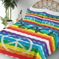 thumbnail image 3 of Ambesonne Retro Fitted & Top Sheet Set with Shams, Stripes Peace Lettering, Multicolor, 3 of 5