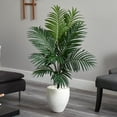 thumbnail image 5 of 4.5’ Kentia Palm Artificial Tree in White Oval Planter, 5 of 5